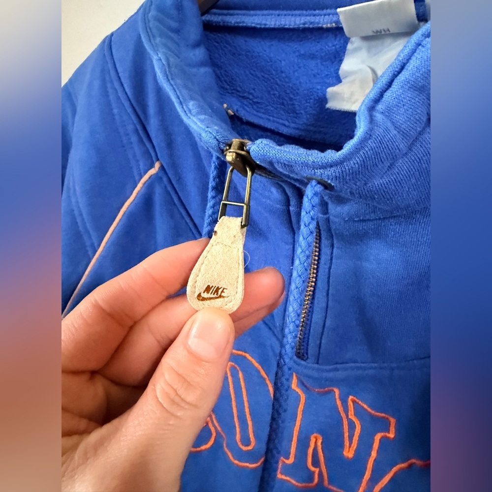 Vintage 90s Nike Denver Broncos 1/4 Zip Pullover Sweatshirt - Size Large - Picture 3 of 11
